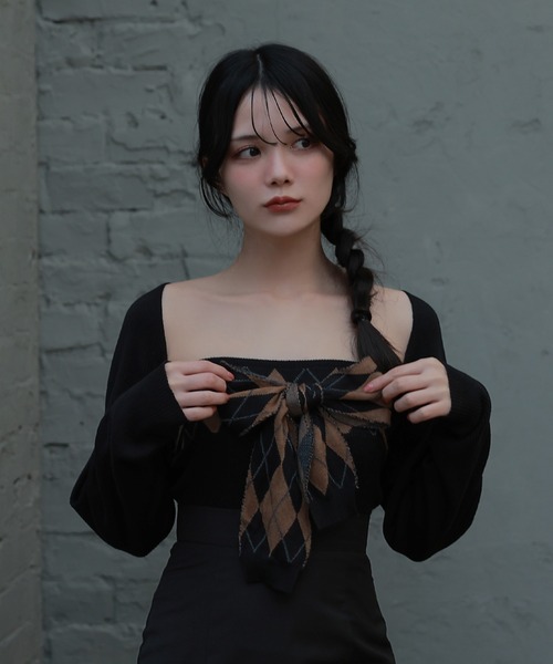 M DOLLY アンサンブル argyle grazia knit set tops/アーガイル