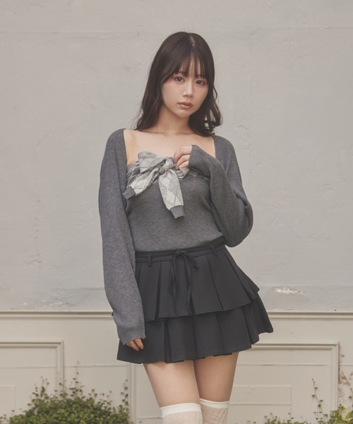 M DOLLY アンサンブル argyle grazia knit set tops/アーガイル