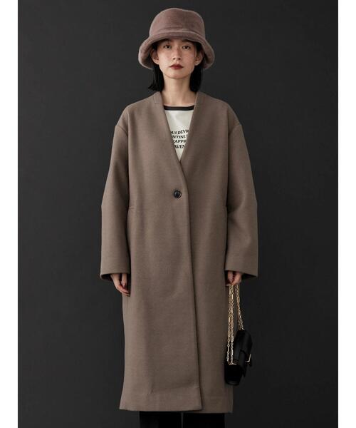 「AMERICAN HOLIC」 ノーカラーコート M グレー レディース_画像2