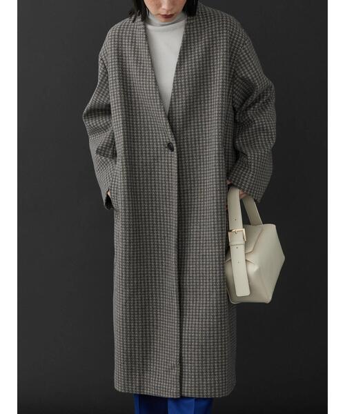 「AMERICAN HOLIC」 ノーカラーコート M グレー レディース_画像6