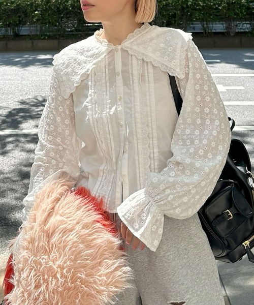 レディース 【新品】ALLEY TOKYO リボン袖ロングシャツ フレア 