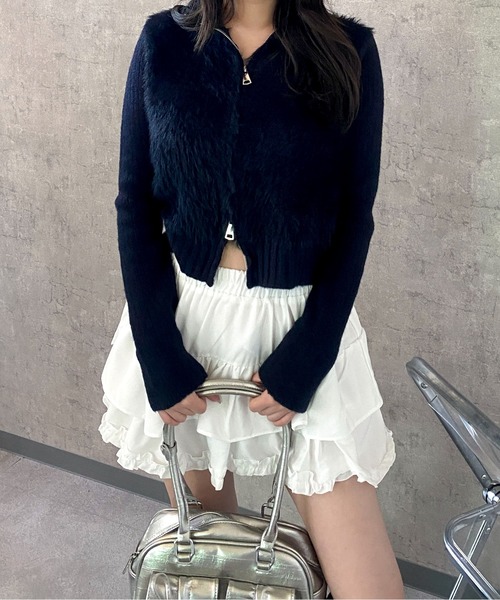 シャギー切替ハイネックニット ♡ フーズフーチコ Mejoul ニット セーター リブ切替ハイネックシャギーニット