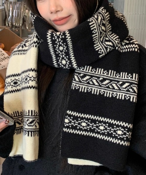 マフラー ストール フェアアイル柄マフラー レディース : ZOZOTOWN