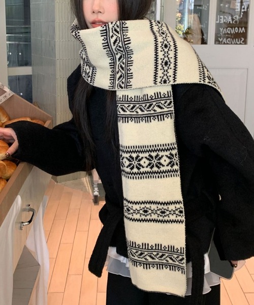 マフラー ストール フェアアイル柄マフラー レディース : ZOZOTOWN