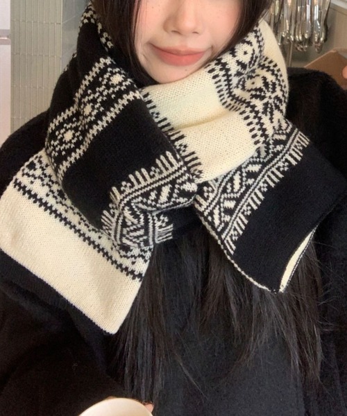 マフラー ストール フェアアイル柄マフラー レディース : ZOZOTOWN