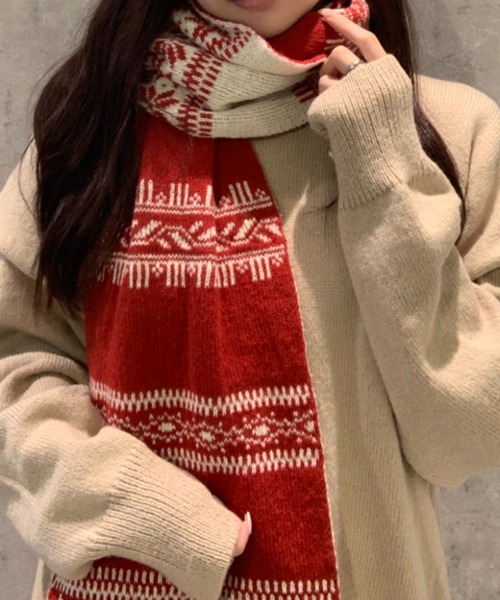 マフラー ストール フェアアイル柄マフラー レディース : ZOZOTOWN