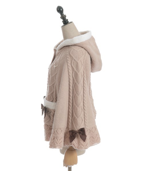 axes femme POETIQUE カーディガン ハート編柄裏ボアニットケープ