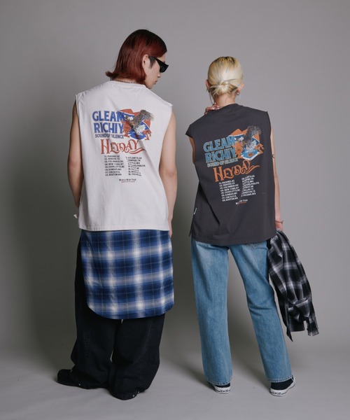 「POWER TO THE PEOPLE」 ノースリーブトップス M チャコール メンズ_画像5