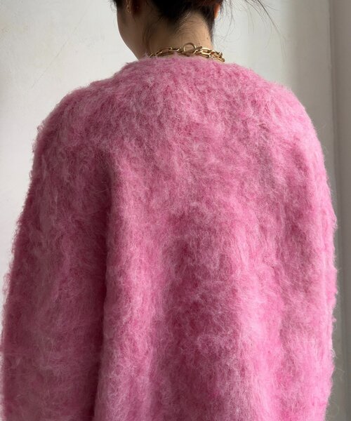 DouDou（ドゥドゥ） カーディガン ブラッシュ加工シルバーボタン