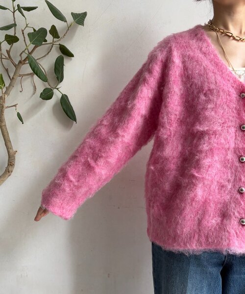 DouDou（ドゥドゥ） カーディガン ブラッシュ加工シルバーボタン