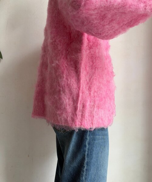 DouDouブラッシュ加工シルバーボタンカーディガンピンク DOUDOU｜ブラッシュ加工シルバーボタンカーディガン | Rakuten Fashion