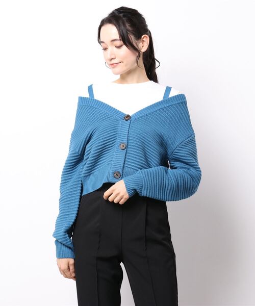 EMODA（エモダ） ニットカーディガン FREE ブルー レディース