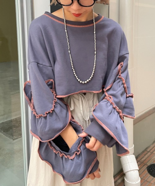 「HELLO.SANFRANCISCO」 スウェットカットソー FREE オレンジ レディース_画像4