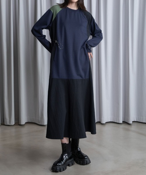 MARECHAL TERRE マルシャルテル 美品ドッキングワンピース ブラック MARECHAL TERRE（マルシャルテル） ワンピース ドッキングワンピース