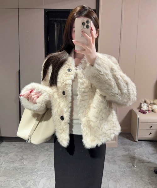 コート アウター もこもこ フェイクファージャケット レディース 