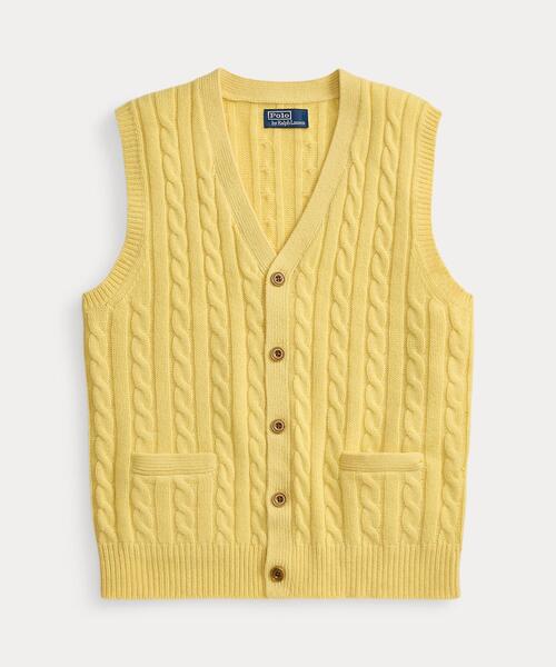 ラルフローレン　カシミヤ混　ニットベスト　Mサイズ POLO RALPH LAUREN（ポロ・ラルフローレン） ベスト ジレ ケーブル