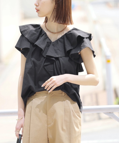 「JOURNAL STANDARD relume」 ノースリーブブラウス FREE ブラック レディース_画像7