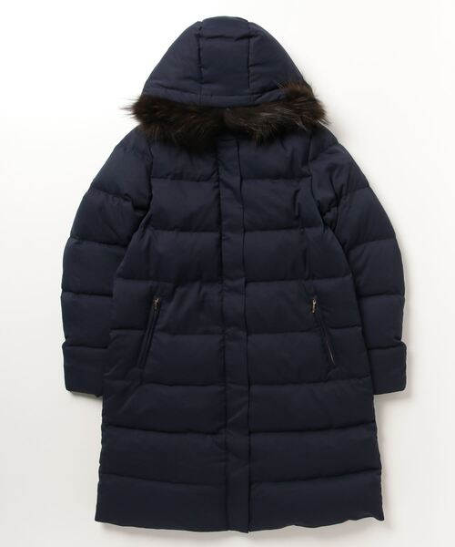 河田フェザー ダウンコート MEDIUM ネイビー レディース : ZOZOTOWN