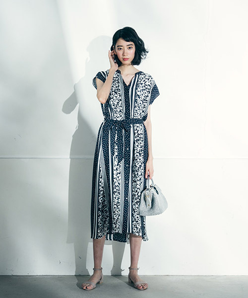 「Droite lautreamont」 半袖ワンピース M ブルー系その他 レディース_画像6