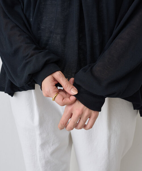 【ビアズリー】未使用 タグ付き シアー ギャザー カットソー コットン モカ BEARDSLEY（ビアズリー） 長袖カットソー FREE モカ レディース