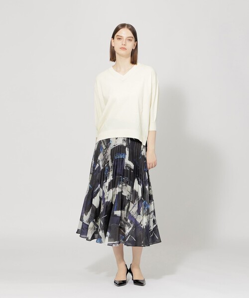 「EPOCA」 7分袖ニット 40 レッド レディース_画像2