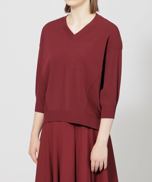 「EPOCA」 7分袖ニット 40 レッド レディース_画像6