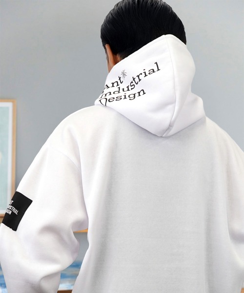パーカー グラフィック ワイド 長袖スウェット ワンポイント ロゴ