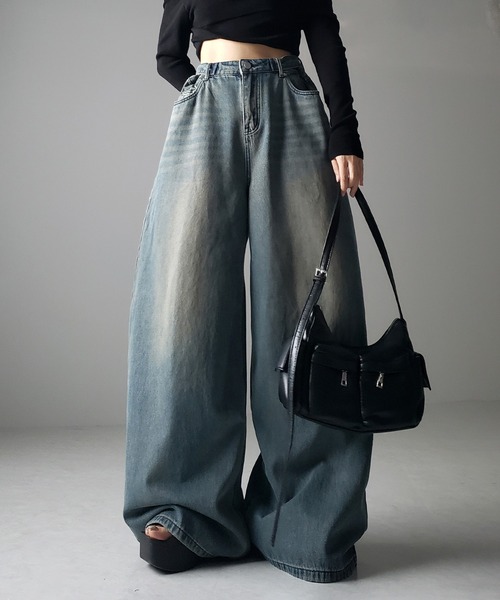 「me+em select」 デニムパンツ MEDIUM ブルー レディース_画像8