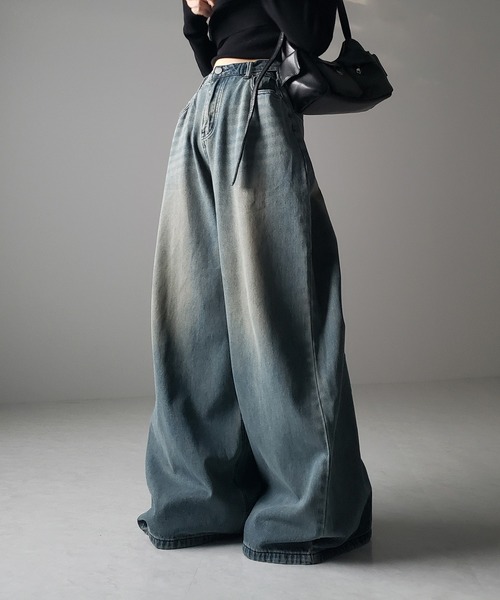 「me+em select」 デニムパンツ MEDIUM ブルー レディース_画像9