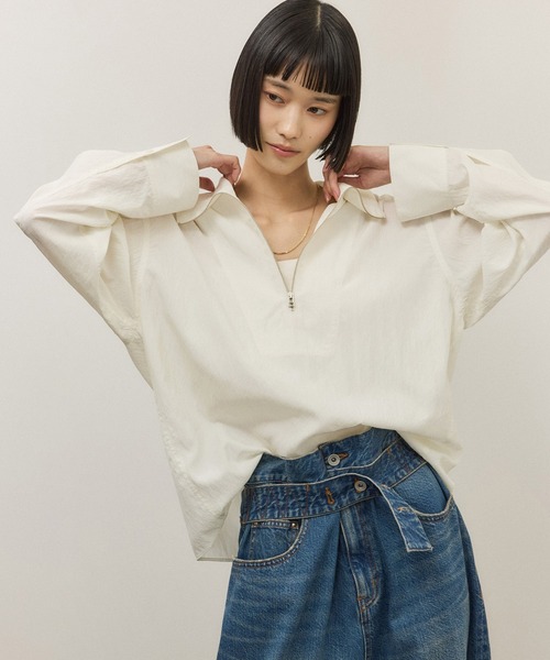 ADAM ET ROPE ブラウス ADAM ET ROPE'（アダムエロペ） ブラウス シャツ ハーフZIPシャツ