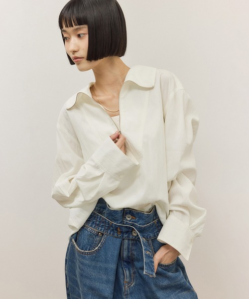 ADAM ET ROPE'（アダムエロペ） ブラウス シャツ ハーフZIPシャツ