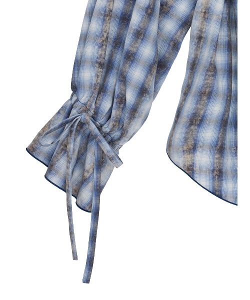 Ameri（アメリ） ブラウス シャツ UNEVEN CHECK RIBBON SHIRT