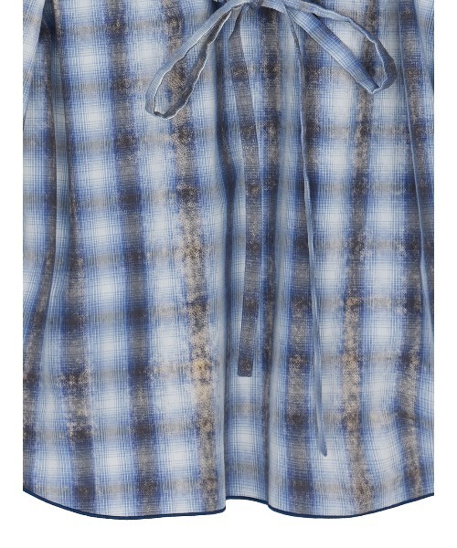 Ameri（アメリ） ブラウス シャツ UNEVEN CHECK RIBBON SHIRT