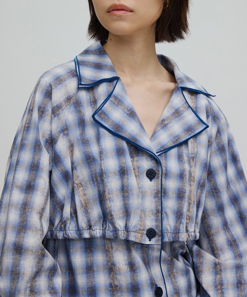 Ameri(アメリ) ブラウス シャツ UNEVEN CHECK RIBBON SHIRT Ameri(アメリ) ブラウス シャツ UNEVEN CHECK RIBBON SHIRT