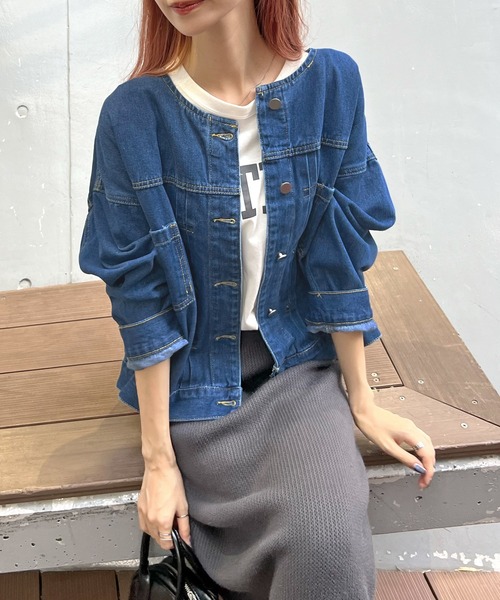 「Futier land」 デニムジャケット FREE ライトブルー レディース_画像5