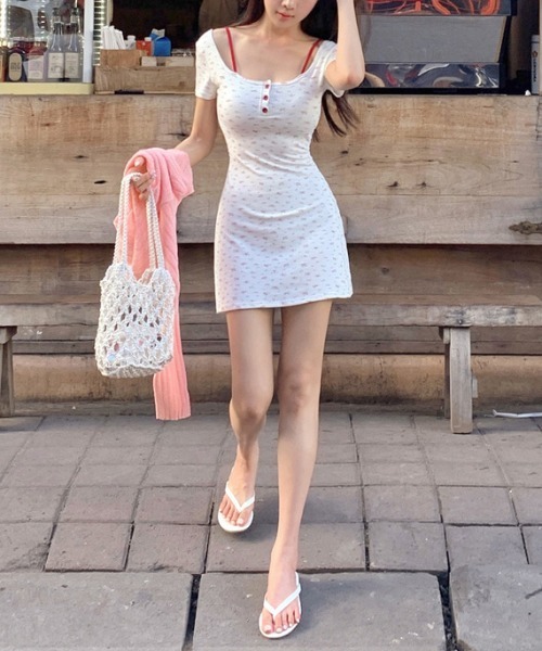 gossip!ロサンゼルス ワンピース 「レトロガーリー ・Y2K」小花柄 ミニ