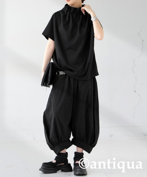 「antiqua」 半袖カットソー ONESIZE ブラック レディース_画像3