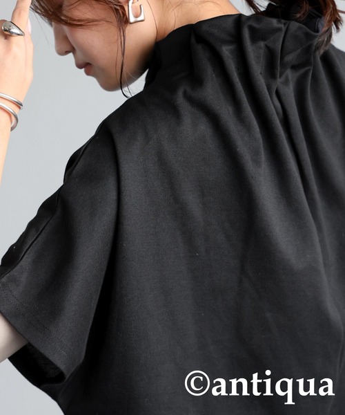 「antiqua」 半袖カットソー ONESIZE ブラック レディース_画像5
