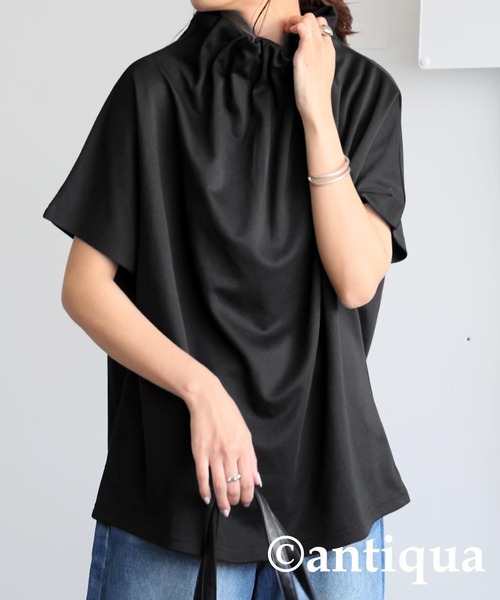 「antiqua」 半袖カットソー ONESIZE ブラック レディース_画像7
