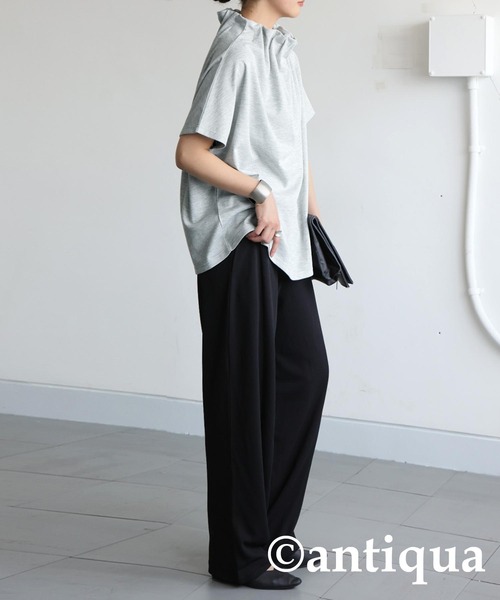 「antiqua」 半袖カットソー ONESIZE ブラック レディース_画像8