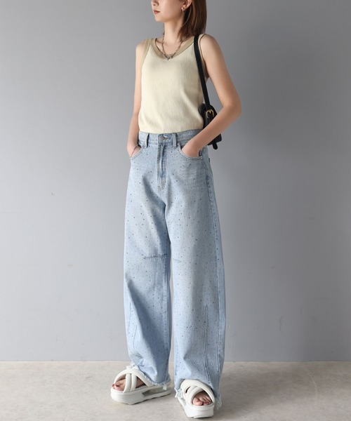 「mily bilet」 デニムパンツ LARGE ブラック レディース_画像9
