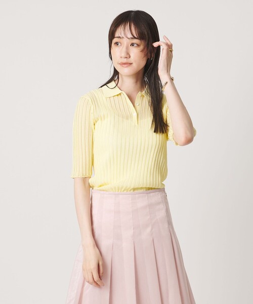 UNITED ARROWS 襟付きリブニット ブラック UNITED ARROWS（ユナイテッドアローズ） ニット セーター シアー リブ