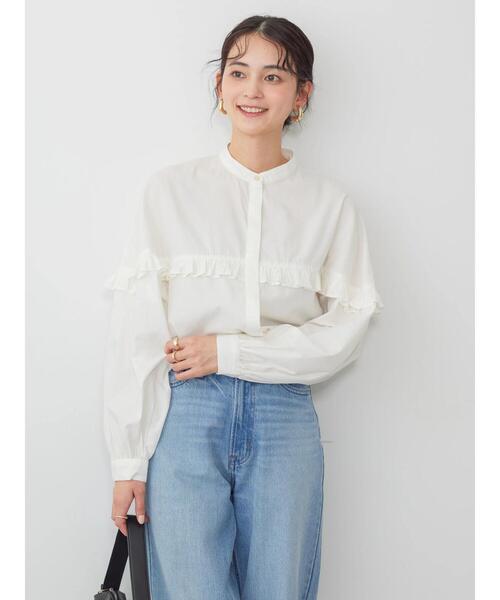 「AMERICAN HOLIC」 長袖ブラウス L ブルー レディース_画像2