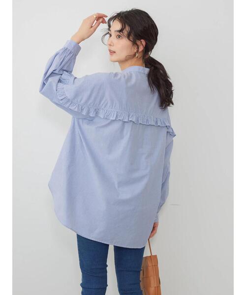 「AMERICAN HOLIC」 長袖ブラウス L ブルー レディース_画像4