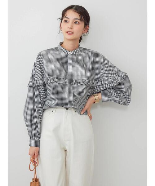 「AMERICAN HOLIC」 長袖ブラウス L ブルー レディース_画像6
