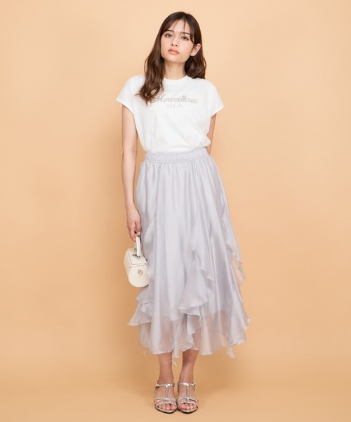 「QUEENS COURT」 フレアスカート M ネイビー レディース_画像6