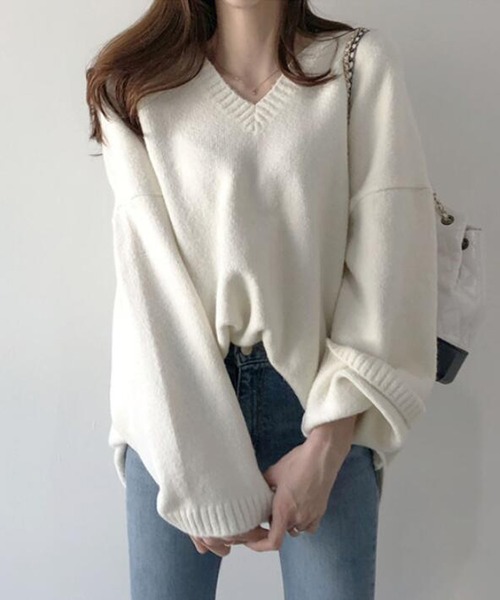 Girly Doll ニット セーター オーバーサイズVネックニット・セーター