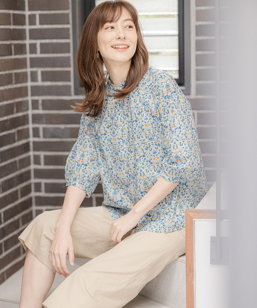 美品】Petit Honfleur リバティプリント ブラウス 7分袖 L Petit 