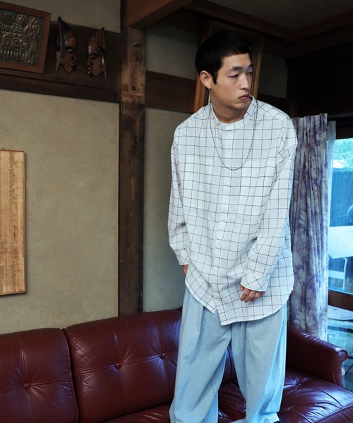 シャツ オーバーサイズ バンドカラー L/S メンズ レディース