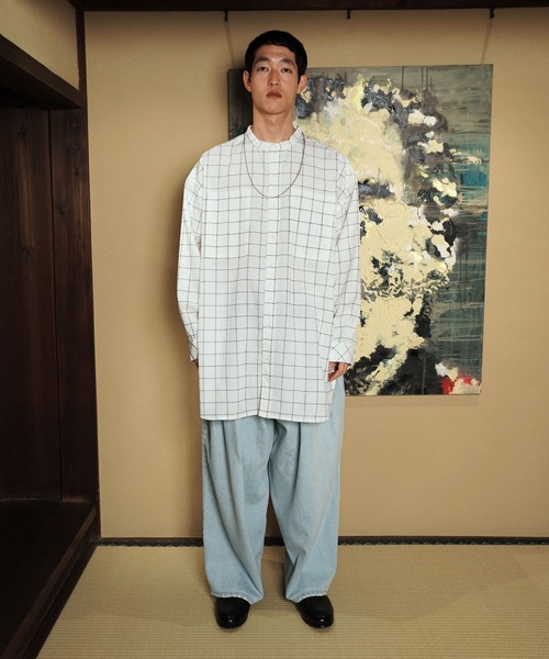 シャツ オーバーサイズ バンドカラー L/S メンズ レディース